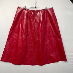 Eloquii Women Faux Leather A-Line Patent Red Skirt Zipper Plus Size 22 M273 -15